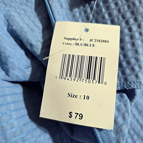 Nwt JH Blue Dress 10 Womens Ruffle Sleeve Feminine Casual Classic Preppy Shift - Picture 2 of 14